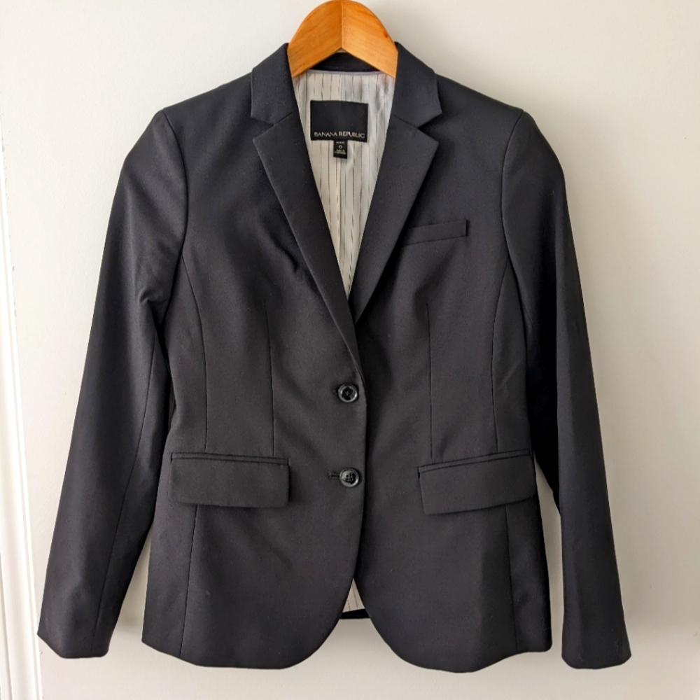 Banana Republic Wool Blazer, Black, 0P